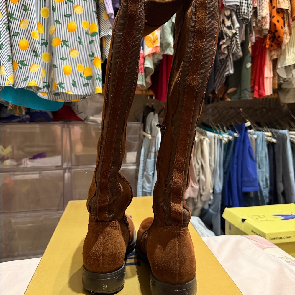 Suede Over the Knee Boots in Rich Brown